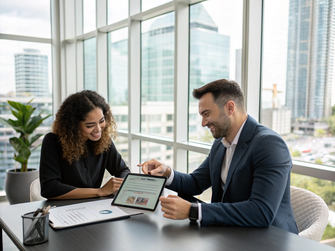 Professional mortgage advisor meeting with a real estate agent