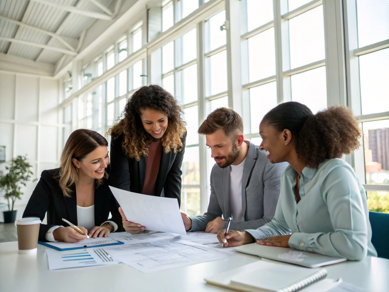 Community Home Loans mortgage and client-support team in a bright Southern California office
